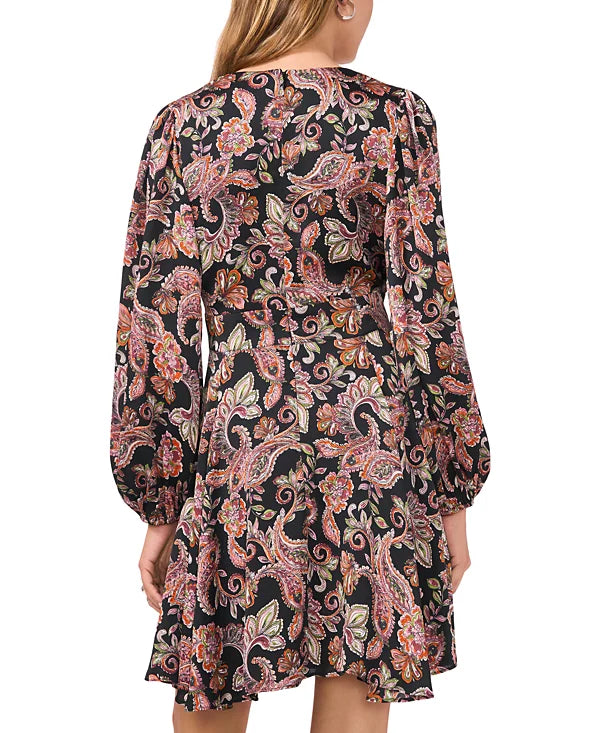 1.STATE Women's Long-Sleeve V-Neck Mini Dress