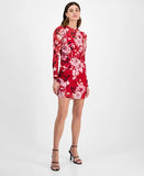 14th Place Juniors' Floral-Print Long-Sleeve Dress