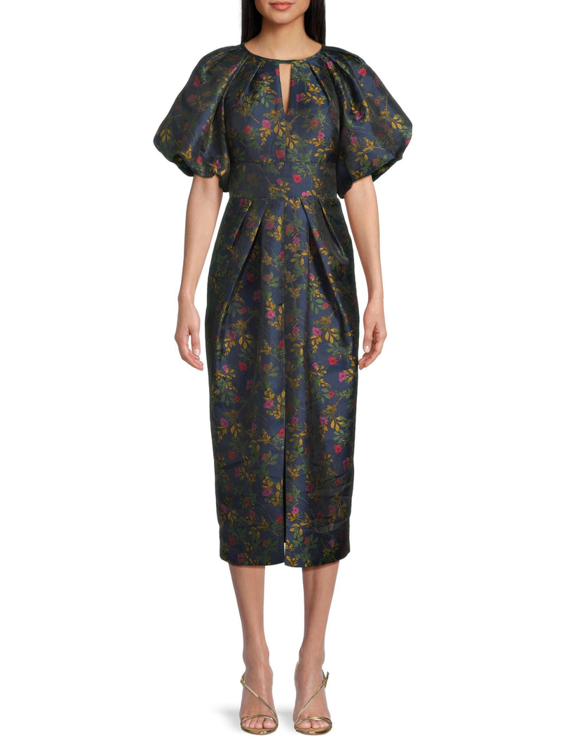 Kay Unger Jolie Pleated Tea-Length Dress