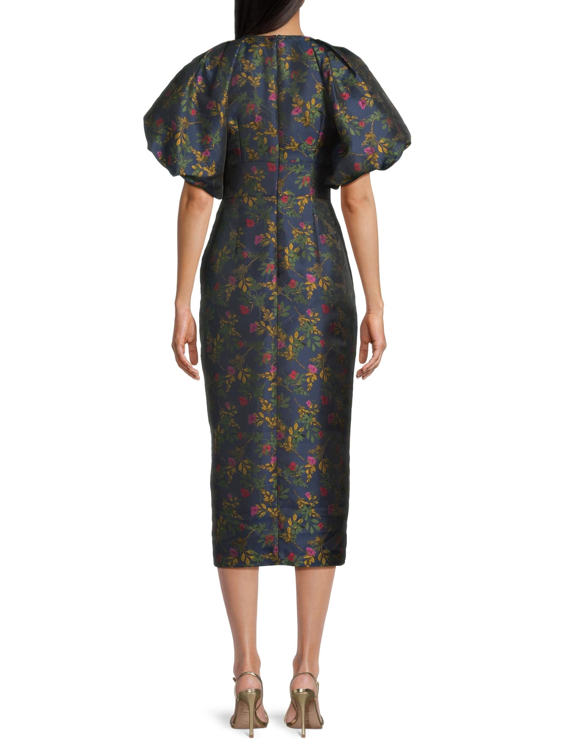 Kay Unger Jolie Pleated Tea-Length Dress