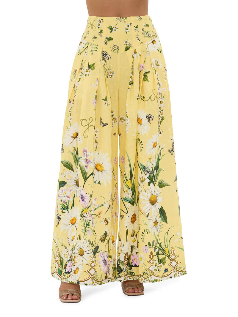 Camilla Daisy Chains Linen-Blend Wide-Leg Pants