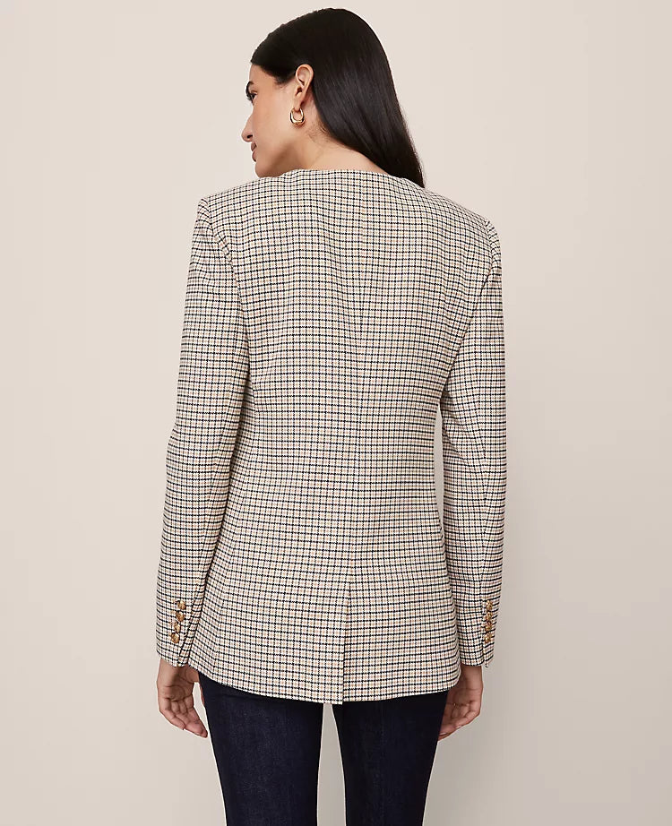 Ann Taylor Houndstooth Split Hem Jacket