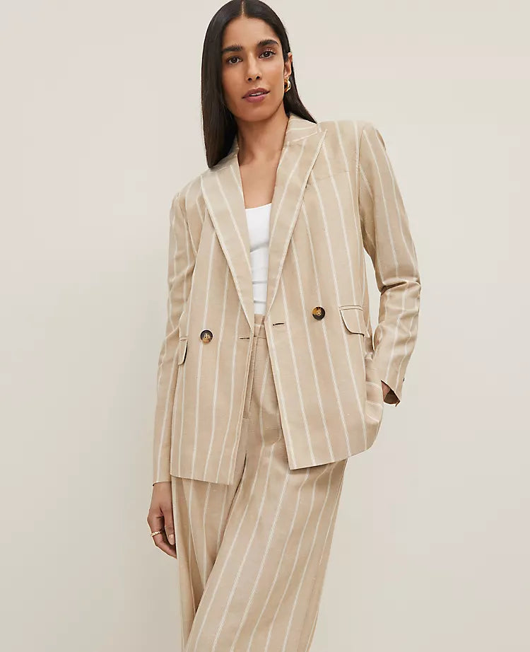 Ann Taylor The Double Breasted Blazer in Pinstripe