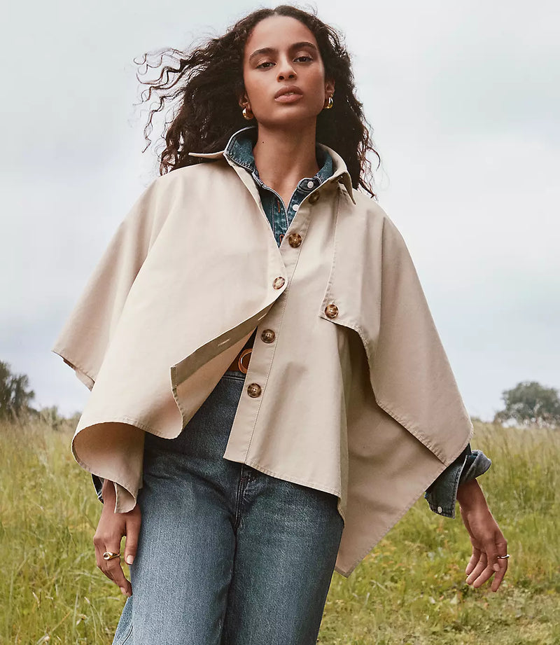 LOFT Twill Trench Cape