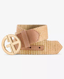 Giani Bernini Logo-Buckle Straw Belt