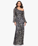 Betsy & Adam Women's Metallic One Shoulder Sheath Dress