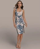 Donna Karan New York Women's Floral Print Square-neck Dress With Cross-back