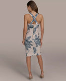Donna Karan New York Women's Floral Print Square-neck Dress With Cross-back