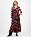Sandra Darren Petite Surplice-Neck Pleated Maxi Dress