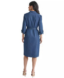 Jones New York Women's Belted Button-Down Cotton Collared Denim Dress