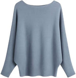 FULIER Womens Boat Neck Batwing Sleeves Dolman Knitted Sweater