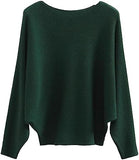 FULIER Womens Boat Neck Batwing Sleeves Dolman Knitted Sweater
