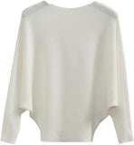 FULIER Womens Boat Neck Batwing Sleeves Dolman Knitted Sweater