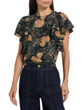 Ulla Johnson Lena Floral Silk Flutter-Sleeve Blouse