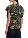 Ulla Johnson Lena Floral Silk Flutter-Sleeve Blouse