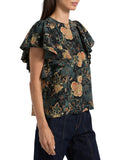 Ulla Johnson Lena Floral Silk Flutter-Sleeve Blouse