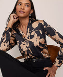 Ann Taylor Floral Satin Essential Shirt