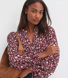 LOFT Floral Ruffle Tie Cuff Top