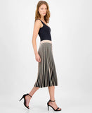 T Tahari Women's Striped Pull-On Flared Midi Skirt