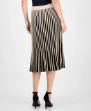T Tahari Women's Striped Pull-On Flared Midi Skirt