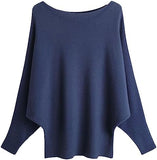 FULIER Womens Boat Neck Batwing Sleeves Dolman Knitted Sweater