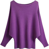FULIER Womens Boat Neck Batwing Sleeves Dolman Knitted Sweater