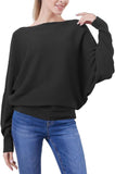 FULIER Womens Boat Neck Batwing Sleeves Dolman Knitted Sweater
