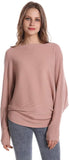 FULIER Womens Boat Neck Batwing Sleeves Dolman Knitted Sweater