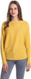 FULIER Womens Boat Neck Batwing Sleeves Dolman Knitted Sweater