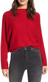 FULIER Womens Boat Neck Batwing Sleeves Dolman Knitted Sweater