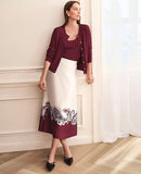 Ann Taylor Paisley Satin Midi Skirt