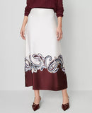 Ann Taylor Paisley Satin Midi Skirt