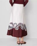 Ann Taylor Paisley Satin Midi Skirt