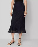 Ann Taylor Lace Flounce Midi Skirt