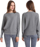 FULIER Womens Boat Neck Batwing Sleeves Dolman Knitted Sweater