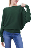 FULIER Womens Boat Neck Batwing Sleeves Dolman Knitted Sweater