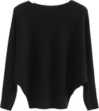 FULIER Womens Boat Neck Batwing Sleeves Dolman Knitted Sweater