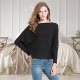 FULIER Womens Boat Neck Batwing Sleeves Dolman Knitted Sweater