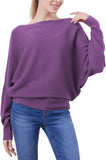 FULIER Womens Boat Neck Batwing Sleeves Dolman Knitted Sweater