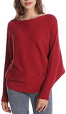 FULIER Womens Boat Neck Batwing Sleeves Dolman Knitted Sweater