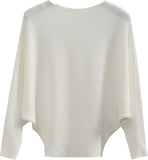 FULIER Womens Boat Neck Batwing Sleeves Dolman Knitted Sweater