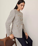 Ann Taylor Houndstooth Split Hem Jacket