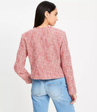 LOFT Petite Fringe Tweed Collarless Jacket