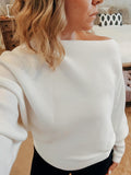 FULIER Womens Boat Neck Batwing Sleeves Dolman Knitted Sweater