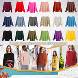 FULIER Womens Boat Neck Batwing Sleeves Dolman Knitted Sweater