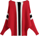 FULIER Womens Boat Neck Batwing Sleeves Dolman Knitted Sweater