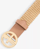 Giani Bernini Logo-Buckle Straw Belt