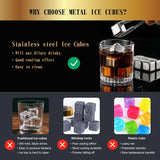 SAICOOS Reusable ice Cubes, Whisky Stone, Stainless Steel Cubes for Wine