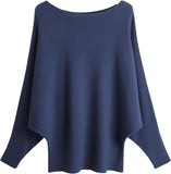 FULIER Womens Boat Neck Batwing Sleeves Dolman Knitted Sweater