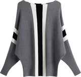 FULIER Womens Boat Neck Batwing Sleeves Dolman Knitted Sweater